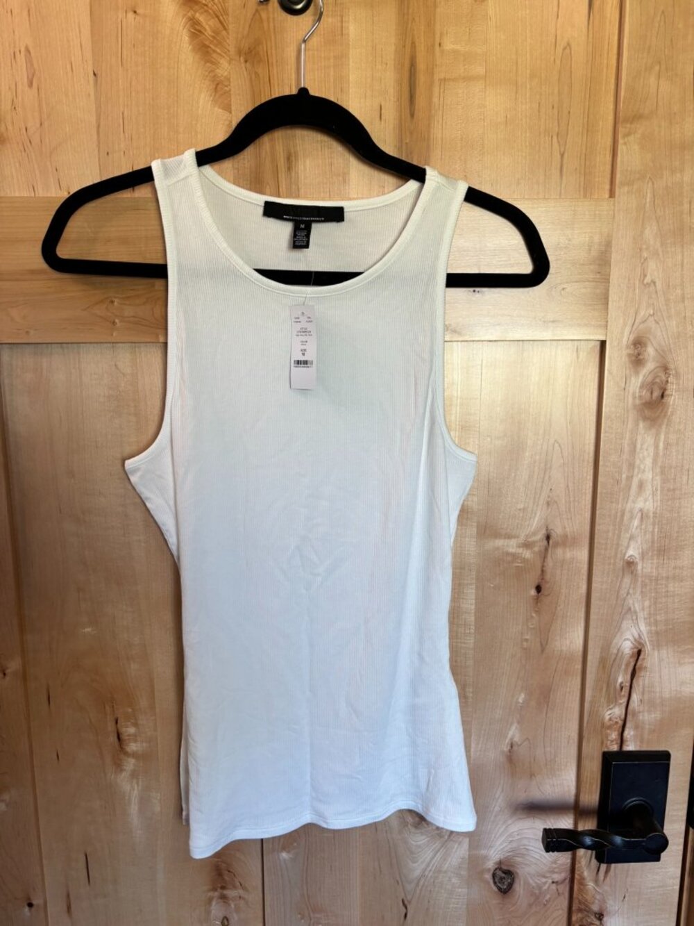 New NWT White House Black Market High Neck Rib Tank White M 570380959 Stretch